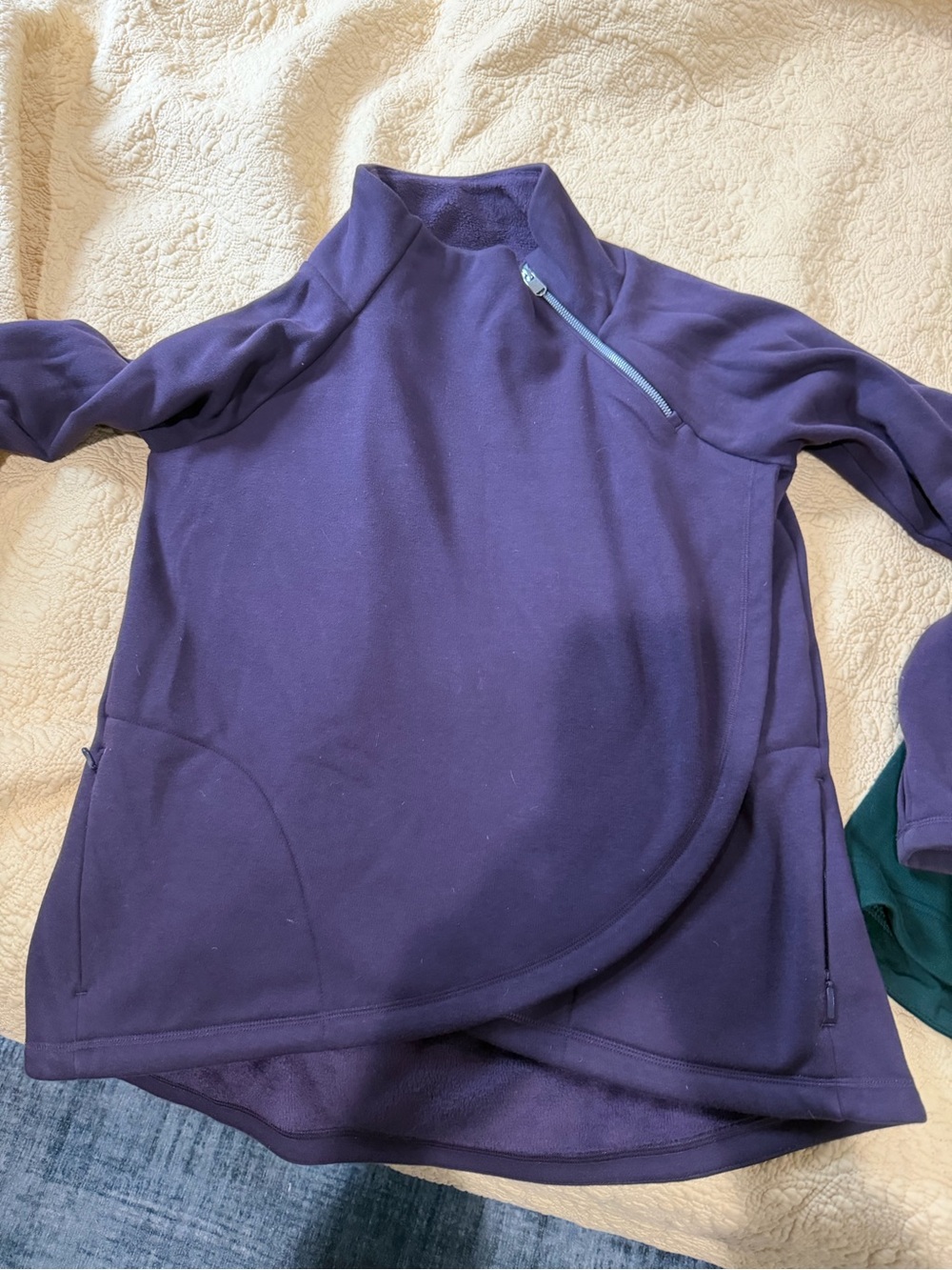 Athleta Deep Purple Asymmetrical Zip Pullover